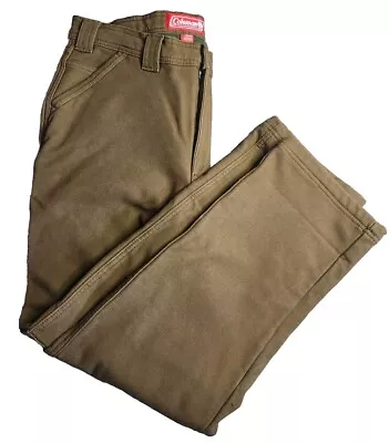Men's 32X30 Coleman Brown Fleece Lined Canvas Carpenter Workwear Pants • $23.99