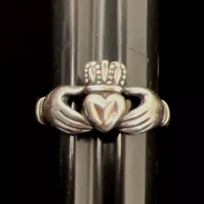 Vintage Celtic Irish Claddagh Heart 925 Sterling Silver 3D Ring ~ Size 6 ~ 3.5g • $18