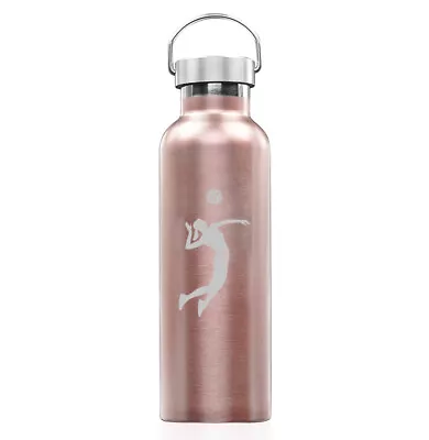 Rose Gold Double Wall Stainless Steel Travel Mug Female Volleyball Player • $24.99