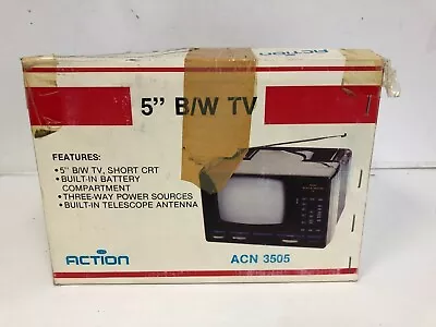 Action 5  B/W TV Portable Television TV ACN 3505 TESTED Original Box W/Car Power • $16