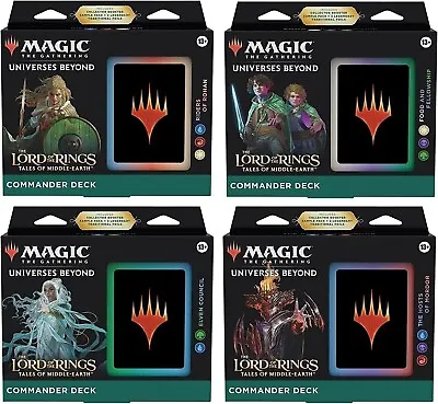 Magic The Gathering- Sealed Lord Of The Rings Commander Deck Case Set Of 4 • $178.88