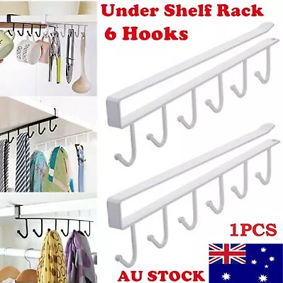 Mug Rack Organiser Wardrobe Kitchen Cup Holder Under Shelf Cabinet 6 Hook Hanger • $7.49