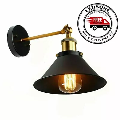 Modern Vintage Industrial Adjustable Indoor Black Scone Wall Light Lamp • £15.89