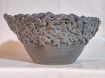 $31.99 • Buy  Studio Art Pottery Turned & Built Coil Muted Blue Large Bowl Excellent Cond.
