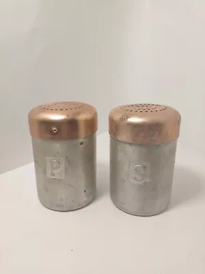 $22.99 • Buy RARE Vintage MCM Copper And Aluminum Salt And Pepper Shakers 