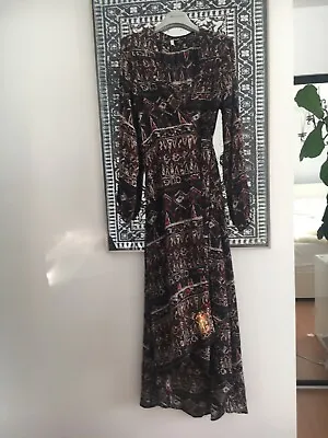 New Women’s Volcom Stone Row Collection Beautiful Waist Tie Maxi Dress S Brown • $39