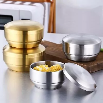 Stainless Steel Tableware Cereal Bowls Double Rice Bowl Soup Bowl Mixing Bowls • £12.71