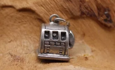 STERLING SILVER .925 SLOT MACHINE BRACELET CHARM 8.9x5.3x8.5mm (GC3) • $18.95