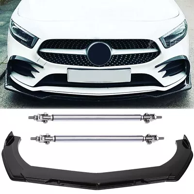 Front Bumper Lip Splitter Spoiler+Strut Rods For Mercedes-Benz W203 W204 C Class • $89.11