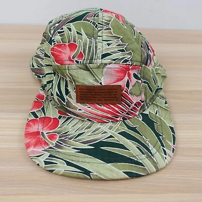 Hawaiian Hat Mens Green Floral 5 Panel Cap Aloha Jungle Nature Adjustable H&M • $14.88