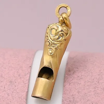 Antique Victorian French Working Whistle Gold Plated Charm Pendant • $195