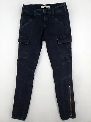 J Brand Pants Womens Sz 25 Olympia Skinny Cargo Jean Stretch Ankle Zip Dark Wash • $19.99