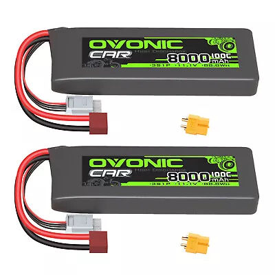 2X Ovonic 8000mAh 100C 3S LiPo Battery 11.1V For 1/8 1/10 RC Car Deans & XT60 • $77.99