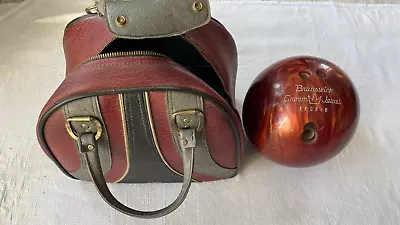 Vintage Brunswick Crown Jewel Bowling Ball 13 Lbs Red Orange Swirl • $23.85