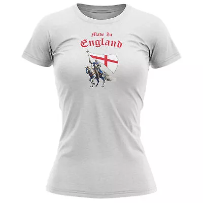 Made In England Womens T Shirt Shirt Country St George's Day Her Flag 23rd Of... • £14.99