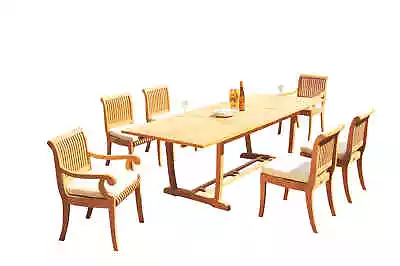 7-Pc Outdoor Teak Dining Set: 94  Masc Rectangle Extension Table 6 Chairs Giva • $3253.25