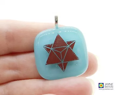 £10 • Buy Merkaba Symbol Pendant, Fused Glass, Spiritual Vehicle Travel, Ancient Symbol