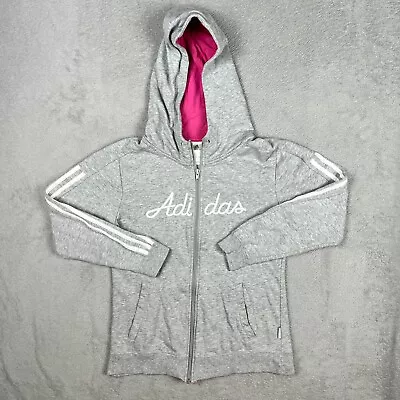 Adidas Hoodie Sweatshirt Jumper Women XS Extra Small Full Zip Hooded Grey • $16.59