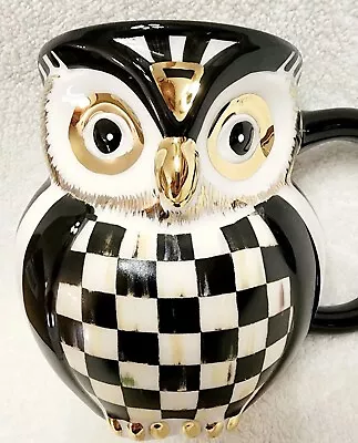 MACKENZIE CHILDS Courtly Check Owl Mug NIB • $65