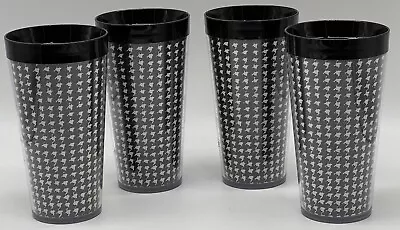 Vintage Black & White Flambeau Plastic Thermal Insulated Tumblers Set Of 4 • $64.99