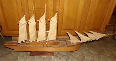 42  Long X 20  High Wooden Boat Ship Model Vintage Wood • $59.99