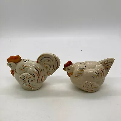 Chicken And Rooster Salt And Pepper Shakers Vintage 1960s Made In Japan • $14.21