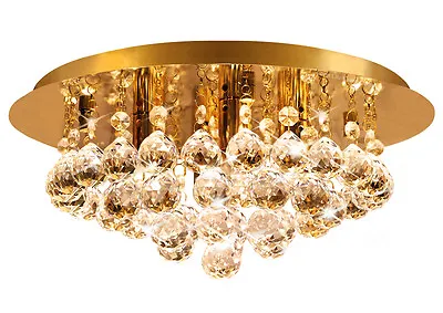 Modern Round Ceiling Chandelier Light Crystal Droplets GOLD STX50019-4G0  • £39.99