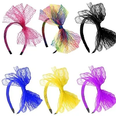 Lace Bow Headband 80s Party Hairband Headdress Hair Hoops Hair Accessories • £5.58