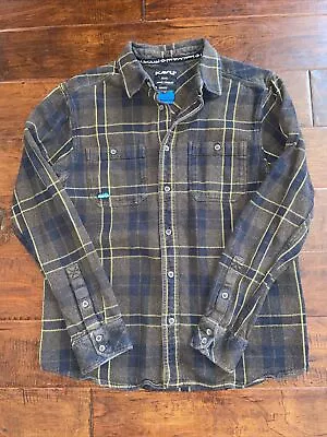 Kavu Flannel Shirt Plaid Long Sleeve Button Comfort And Style Size Medium • $18