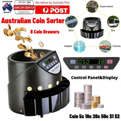  Australian Coin Sorter LED DIS Automatic Electronic Counter Machine Black AUS • $177.95