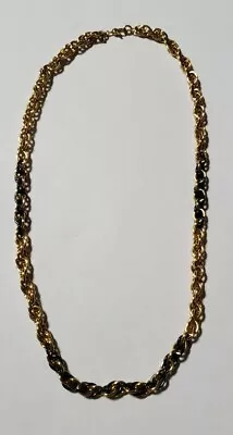 Vintage Monet Double Chain Link Necklace-gold Tone-black Twisted Chain 18  • $12.99