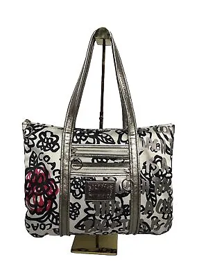 COACH Poppy Glam Tote With Floral Graffiti Hot Pink Interior • $125