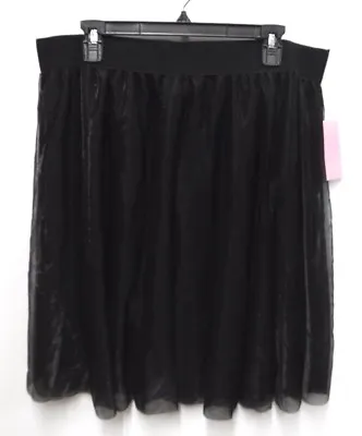 Metrowear Midi Skirt Womens Size 1X Black Shimmering Striped Weave Mesh New • $14