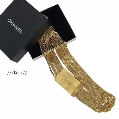 CHANEL Belt Chain AUTH Coco Logo Gold CC Vintage Rare 65cm Plate Gold Box F/S • $1559.99