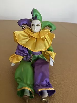 Harlequin Mardi Gras Jester Doll 10 Inch Tall • $12.50