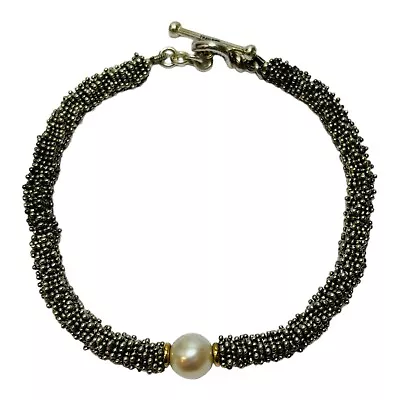 Michael Dawkins Sterling 925 Silver And 14k Pearl Toggle Bracelet 8 In • $79.20