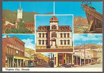 VIRGINIA CITY NEVADA Postcard 5 View Old Washoe Club Delta Saloon Church School • $4.79