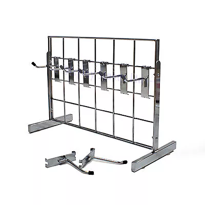 £29.35 • Buy Counter Grid Panel Display 2 Way Chrome With 8x 4  Single Hooks (E3MINI/1)