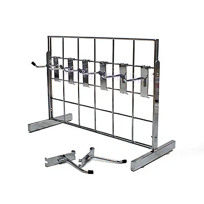 Counter Grid Panel Display 2-Way Chrome With 8x 4  Single Hooks (E3MINI/1) • £30.01