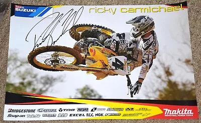 Ricky Carmichael #4 Signed Makita Suzuki Poster Supercross MX • $135.99