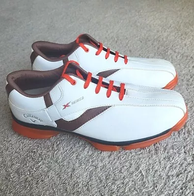 Callaway X Nitro 2014 Golf Shoes Men 9 White Leather 2014 Lace-Up Spikes Sneaker • $27.90