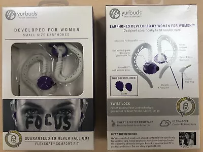 Yurbuds FOCUS FLEXSOFT Sport Earphone FOR WOMEN In PURPLE / GREY • $14.95