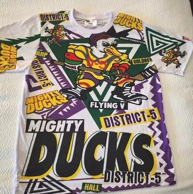 MIGHTY DUCKS Large All Over Throwback Print Tshirt  Streaker Sports Rare Nwot  • $50