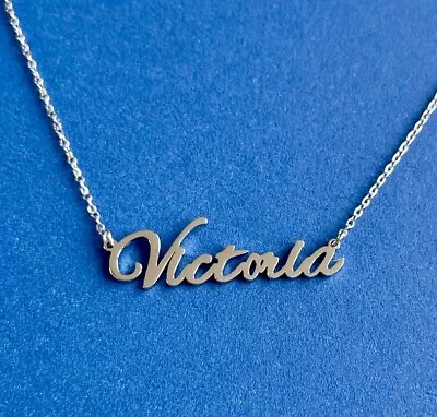 Victoria Name Necklace Stainless Steel In Silver • £15