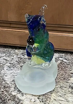 Vintage Blown Glass Green And Blue Squirrel W/ Nut Ashtray • $29.99