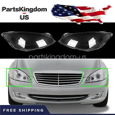 For Mercedes S-Class W221 2006-2009 S500 S550 Pair Headlight Lens Clear Cover • $99.95