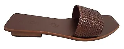 ST. AGNI Ladies Edi Woven Leather Flat Sandals Antique Tan EU39 UK6 NEW RRP135 • £60.75