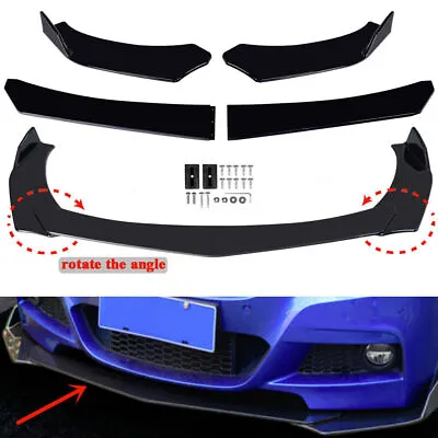 Universal Gloss Black Car Front Bumper Spoiler Splitter Lip Protector Body Kit • $37.99