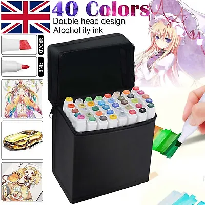 £10.69 • Buy 40/set Colors Markers Graphic Drawing Painting Alcohol Art Dual  Tip Sketch Pens