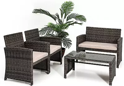 Porch Furniture 4 Piece Accessories And Decor Outdoor Balcony Patio Conversatio • $291.39